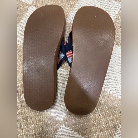Needlepoint USA flag sandals flip flops men’s leather american vineyard vines - Picture 5 of 9